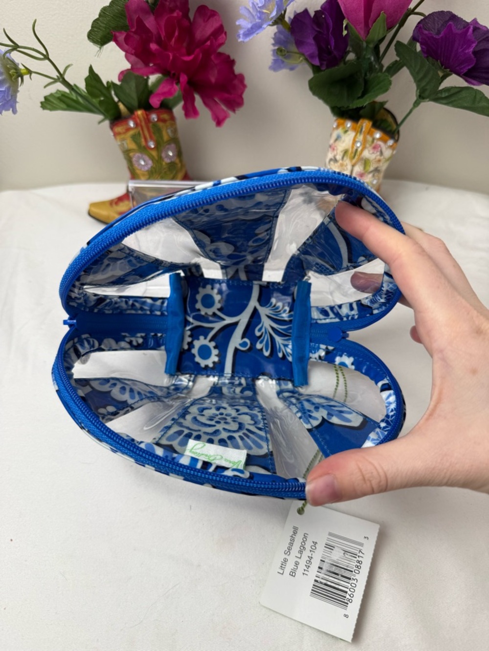 NWT Vera Bradley Blue Lagoon Little Seashell Bag Floral Zip Cosmetic - Picture 6 of 6